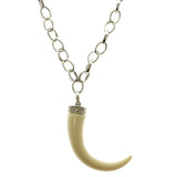 Tusk Adjustable Length Pendant-Necklace Silver-Tone & White Colored #2565
