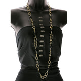 Matching Earrings Long Fashion-Necklace Jewelry Set With Bead Accents Gold-Tone & Black Colored #2567 - Mi Amore