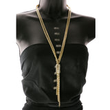 Gold-Tone Metal Statement-Necklace With Crystal Accents #2576