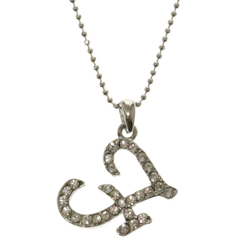 Silver-Tone Metal Pendant-Necklace With Crystal Accents #2579