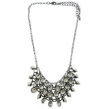 Adjustable Length Statement-Necklace With Crystal Accents  Dark Silver Color #2584 - Mi Amore