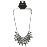 Adjustable Length Statement-Necklace With Crystal Accents  Dark Silver Color #2584 - Mi Amore