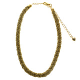 Adjustable Length Braided Cord Choker-Necklace Yellow & Gold-Tone Colored #2593
