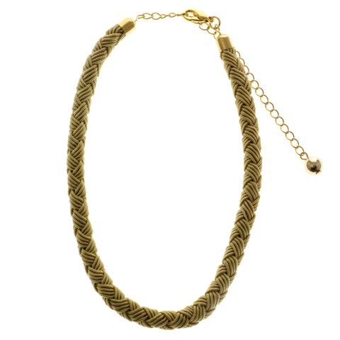 Adjustable Length Braided Cord Choker-Necklace Yellow & Gold-Tone Colored #2593