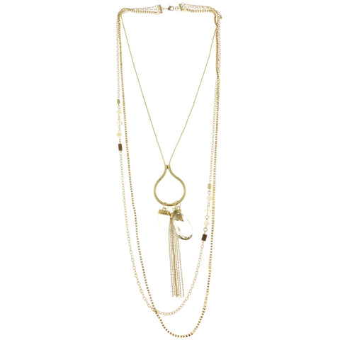 Tusks Tassels Adjustable Length Layered-Necklace With Assorted Accents Colorful #2598 - Mi Amore