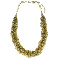 Adjustable Length Statement-Necklace With Bead Accents  Gold-Tone Color #2599