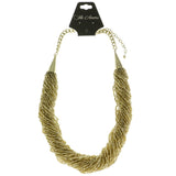 Adjustable Length Statement-Necklace With Bead Accents  Gold-Tone Color #2599