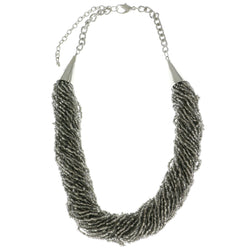 Adjustable Length Necklace With Bead Accents  Silver-Tone Color #2612 - Mi Amore