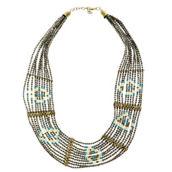 Adjustable Length Statement-Necklace With Bead Accents Colorful & Gold-Tone Colored #2617