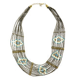Adjustable Length Statement-Necklace With Bead Accents Colorful & Gold-Tone Colored #2617