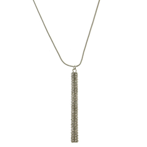 Adjustable Length Pendant-Necklace With Crystal Accents  Silver-Tone Color #2619