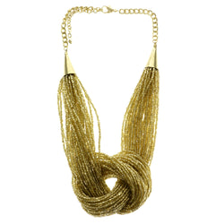 Adjustable Length Statement-Necklace With Bead Accents  Gold-Tone Color #2627