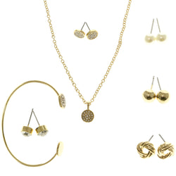 Adjustable Length Pendant-Necklace Jewelry Set With Crystal Accents  Gold-Tone Color #2637