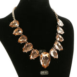 Adjustable Length Statement-Necklace With Faceted Accents Peach & Gold-Tone Colored #2639
