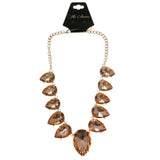Adjustable Length Statement-Necklace With Faceted Accents Peach & Gold-Tone Colored #2639