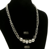 Adjustable Length Statement-Necklace With Crystal Accents  Silver-Tone Color #2640 - Mi Amore
