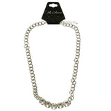 Adjustable Length Statement-Necklace With Crystal Accents  Silver-Tone Color #2640 - Mi Amore