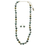 Matching Earrings Adjustable Length Beaded-Necklace Jewelry Set Colorful #2647