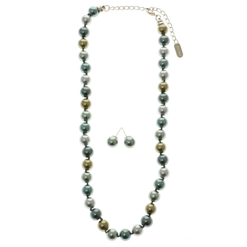 Matching Earrings Adjustable Length Beaded-Necklace Jewelry Set Colorful #2647