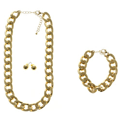 Adjustable Length Statement-Necklace Jewelry Set Gold-Tone Color  #2653