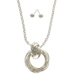 Silver-Tone Metal Pendant-Necklace Jewelry Set #2670