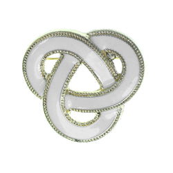 Knot Brooch-Pin With Stone Accents Gold-Tone & White Colored #2320