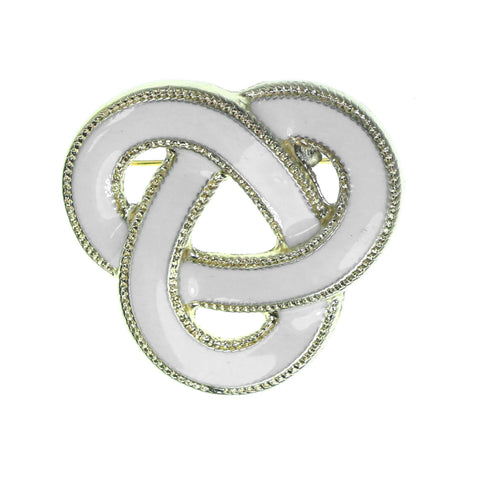 Knot Brooch-Pin With Stone Accents Gold-Tone & White Colored #2320
