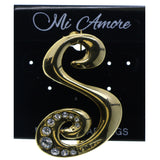 S Initial Brooch-Pin With Crystal Accents Gold-Tone & Clear Colored #2323