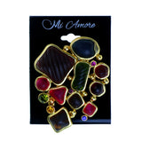 Gold-Tone & Multi Colored Metal Brooch-Pin With Stone Accents #2330
