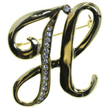 Initial H Brooch-Pin With Crystal Accents Gold-Tone & Clear Colored #2331