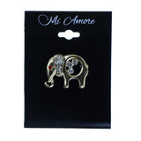 Elephants Brooch-Pin With Crystal Accents Gold-Tone & Clear Colored #2341