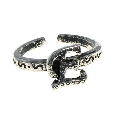 Adjustable Initial E Toe-Ring Silver-Tone Color  #4443