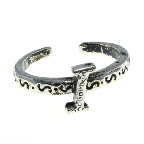 Adjustable Initial I Toe-Ring Silver-Tone Color  #4443