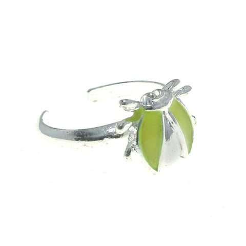 Adjustable Bug Toe-Ring Silver-Tone & Yellow Colored #4445