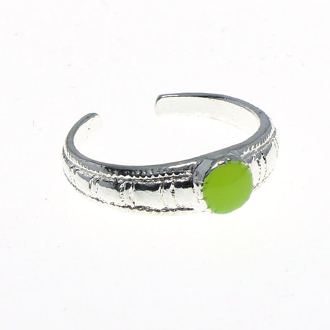 Adjustable Circle Toe-Ring Silver-Tone & Yellow Colored #4445