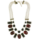 Adjustable Length Statement-Necklace With Faceted Accents Colorful & Gold-Tone Colored #3798