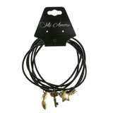 Mi Amore Shoe Lock Key Multiple-Bracelets Black & Gold-Tone