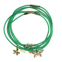 Mi Amore Flower Butterfly Ladybug Multiple-Bracelets Green & Gold-Tone