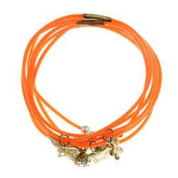 Mi Amore Flower Butterfly Ladybug Multiple-Bracelets Orange & Gold-Tone