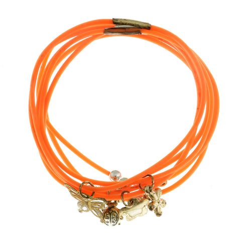 Mi Amore Flower Butterfly Ladybug Multiple-Bracelets Orange & Gold-Tone