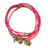 Mi Amore Flower Butterfly Ladybug Multiple-Bracelets Pink & Gold-Tone