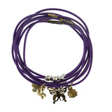 Mi Amore Flower Butterfly Ladybug Multiple-Bracelets Purple & Gold-Tone