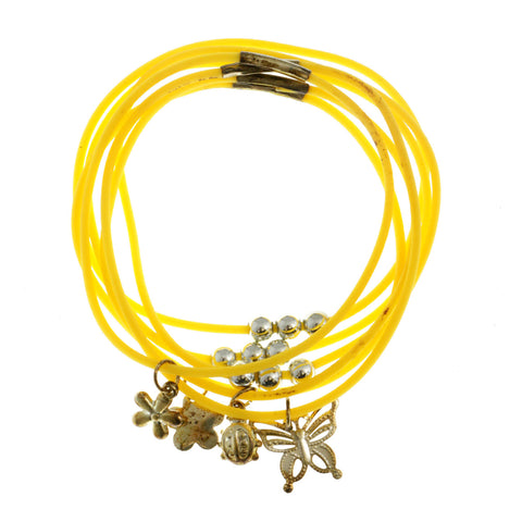 Mi Amore Flower Butterfly Ladybug Multiple-Bracelets Yellow & Gold-Tone