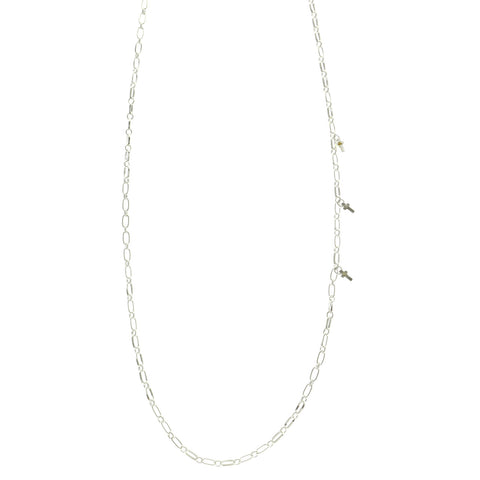 Mi Amore Cross Adjustable Drop-Accented-Belly-Chain Silver-Tone