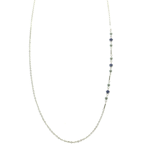 Mi Amore Flower Adjustable Dangle-Belly-Chain Silver-Tone & Blue