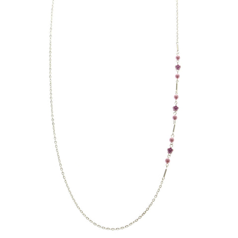 Mi Amore Flower Adjustable Dangle-Belly-Chain Silver-Tone & Purple