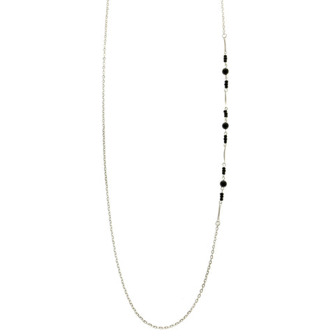 Mi Amore Adjustable Dangle-Belly-Chain Silver-Tone/Black