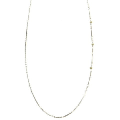 Mi Amore Adjustable Dangle-Belly-Chain Silver-Tone/White