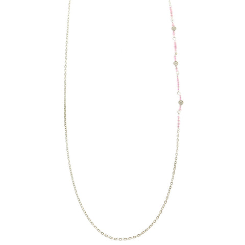 Mi Amore Flower Adjustable Dangle-Belly-Chain Pink & Silver-Tone