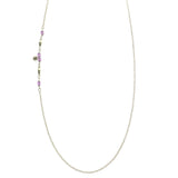 Mi Amore Flower Adjustable Dangle-Belly-Chain Silver-Tone & Purple
